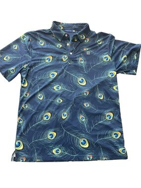 Hreski Men's Navy Peacock Feather Polo Shirt